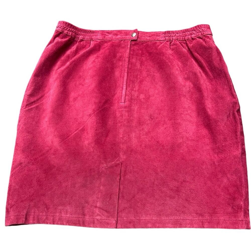 Vintage Gitano 3X Genuine Leather Suede Mini Skirt Berry Red Y2K Plus Size